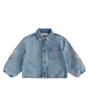 Stretch Denim Embroidery Jacket Licht Blauw
