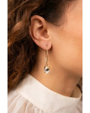 Oval Strass Pendant S Goud