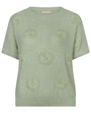 Sweater embroidery flowers Groen