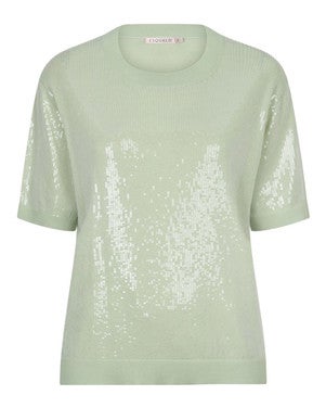Sweater sequins s/slve Groen