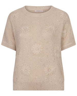 Sweater embroidery flowers Beige