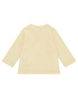 baby t-shirt long sleeve overslag ajour palms Geel