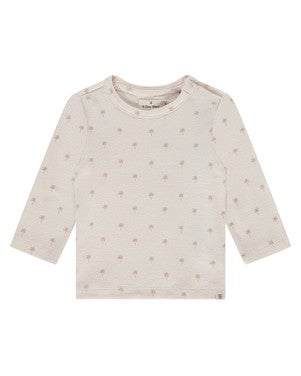 baby t-shirt long sleeve tropical palm trees Ecru