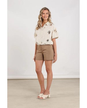 Leia Blouse Stripe Paillet Off White
