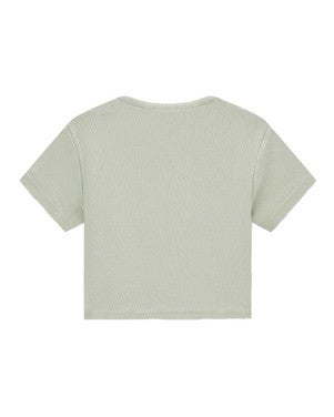 Crop SS Rib T-shirt Logo Groen