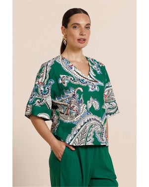 Madison paisley top Groen