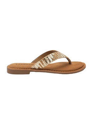 Tess metallic woven toe slippers Beige