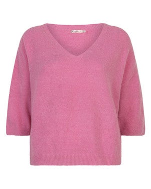 Sweater oversized V-neck Roze