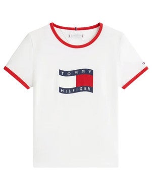 WAVY FLAG RINGER TEE, T-SHIRT Wit 1