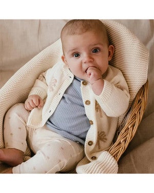 baby cardigan knitted palms Ecru