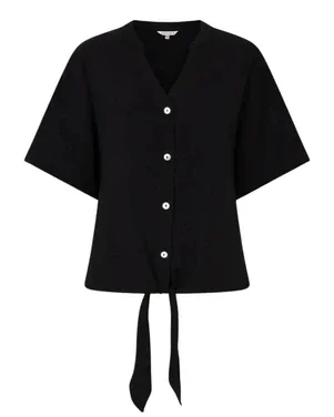 Blouse knot crinkle Zwart 1