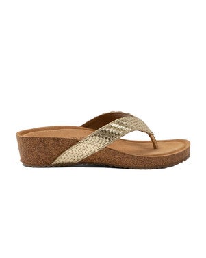 Leia toe slippers wedge Goud