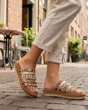 Ronja multi strap mules sandwich Goud