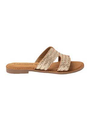Puck woven mules Goud