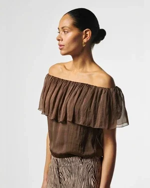 CAPRICE TOP RUFFLE Bruin 1