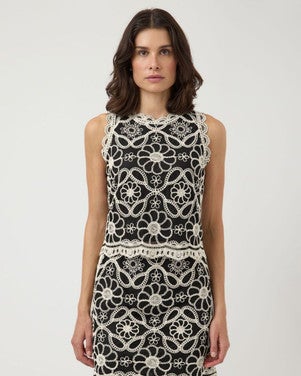 YASCILIA SL CROCHET TOP - FEST Zwart 1