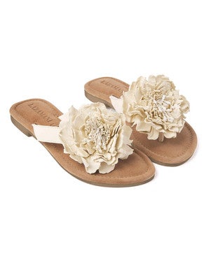 ladies flower slippers uni color Off White