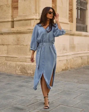 Dress Denim Dass Blauw