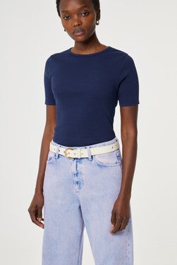 Cut it Out Heart Belt Suede Off White