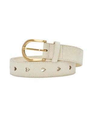 Cut it Out Heart Belt Suede Off White
