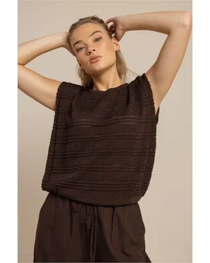 Leona knitted top Bruin 1