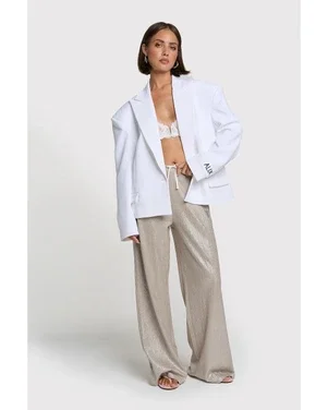 ladies knitted shiny pants Zilver