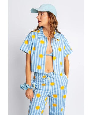 Cropped blouse Daan Blauw