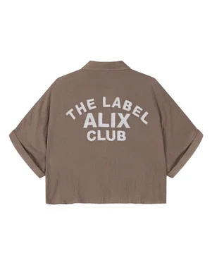 ladies woven oversized crinkle blouse Bruin 1