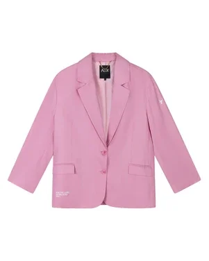 ladies woven rich oversized blazer Roze