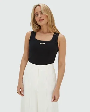 DIEDA slim fitted top met logo Zwart 1
