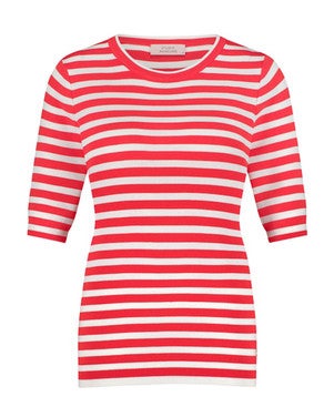 Luna stripe sl pullover Rood