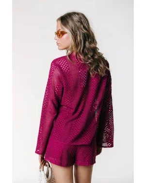 Lexi Crochet Blouse Bordeaux