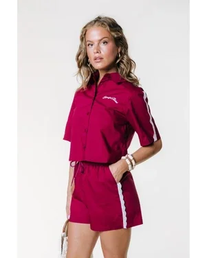 Jess Ruffle Short Bordeaux