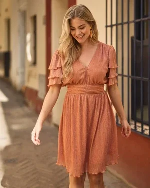 Delvera Flowy Dress Oranje