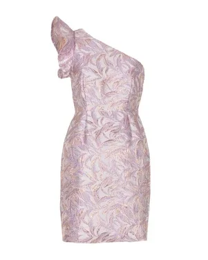 Deva Jacquard One-Shoulder Dress Paars