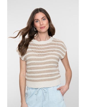 Pullover ajour stripe Zand