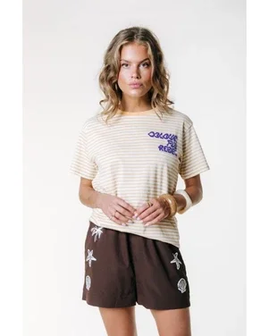 Puff Logo Stripe Loosefit Tee Geel