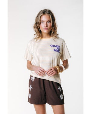 Puff Logo Stripe Loosefit Tee Geel