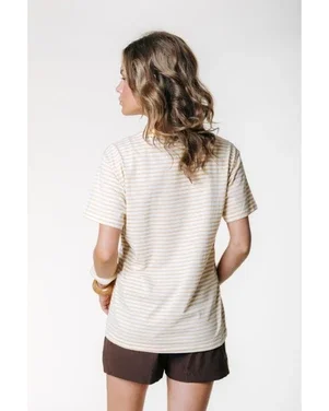 Puff Logo Stripe Loosefit Tee Geel