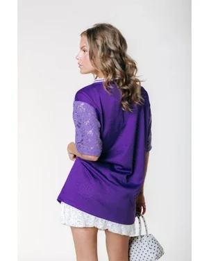 Tayla 37 Lace Mesh Football Tee Paars