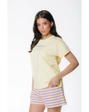 Uni Logo Boxy Tee Geel