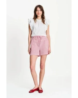SHORTS - Seersucker Red White Rood