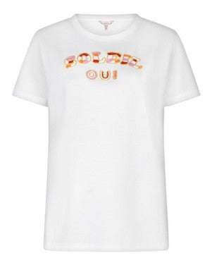 T-shirt beading Soleil Oui Off White