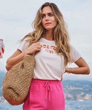 T-shirt beading Soleil Oui Off White