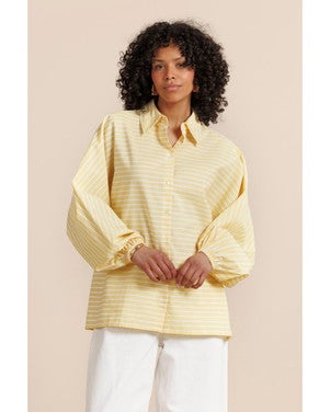 Yuki poplin stripe blouse Geel