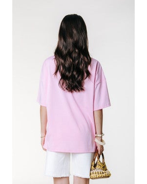 Sweet Cherry Oversized Tee Roze