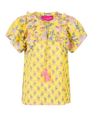 Yellow Double Print Blouse Geel