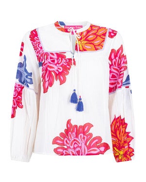 White Big Flower Blouse Purple Lace Wit 1