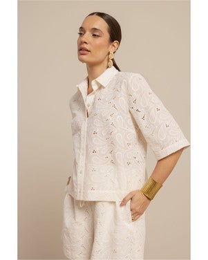 Nyra broderie blouse Off White