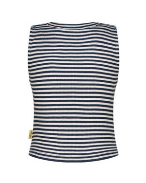Basic-crop rib top stripe Donker Blauw